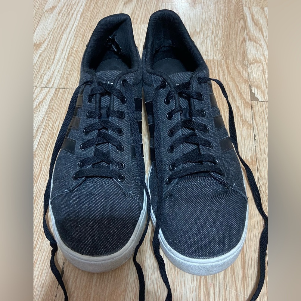 Black “Adidas” with Black Stripes (US Men’s Size 10)